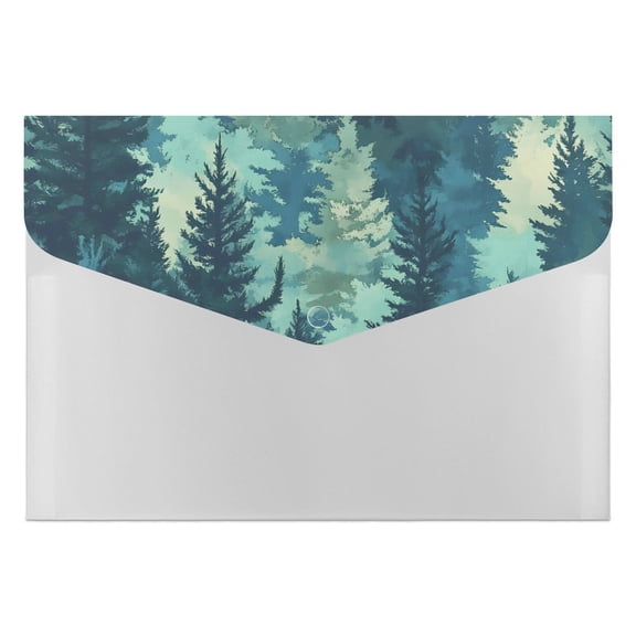139.1in Accordion Folder Waterproof And Moist-Proof 6 Pocket Compartment Light And Portable Realistic Forests Camouflage Pattern Conifer PaleTurquoise_1