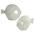 thumbnail image 1 of 13", 9"H White Ceramic Fish Sculpture, by DecMode (2 Count), 1 of 9