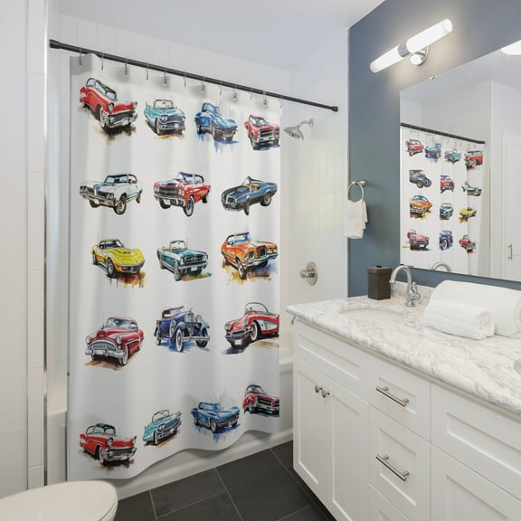 13 American Classic Muscle Cars -Shower curtain copy
