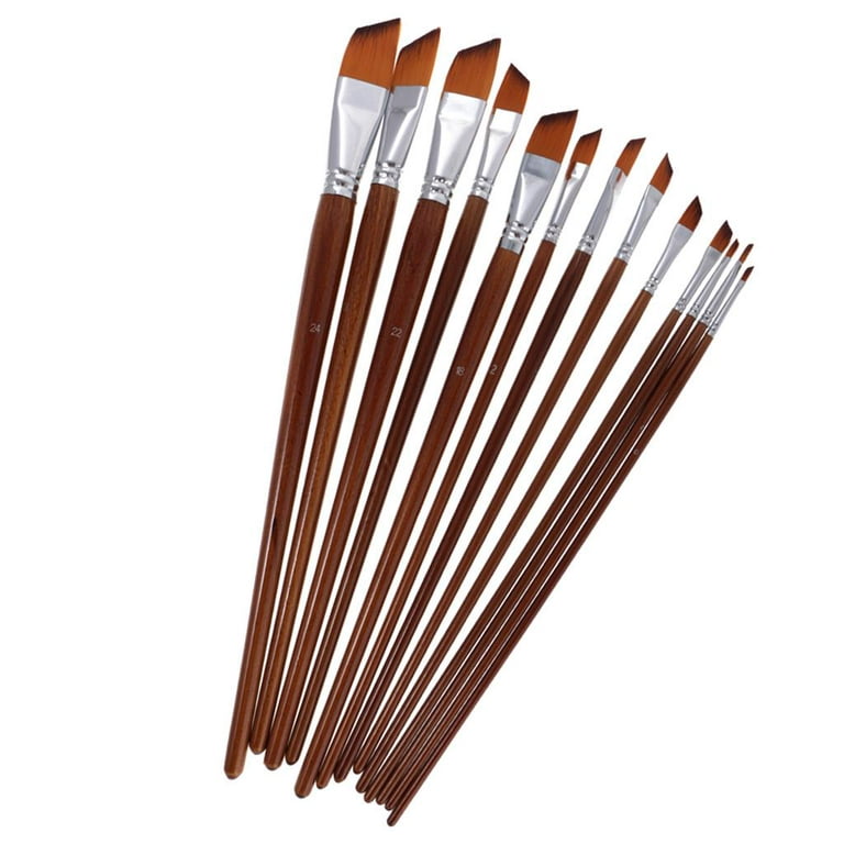 13 Angled Paint Brush Set Acrylic Oil Drawing Fine Art Supplies