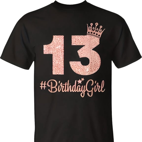 13 Birthdaygirl Sweet Thirn 13Th Pink Crown For Girl T-Shirt