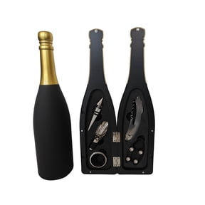 13" Black Bottel Wine Accessorie Kit
