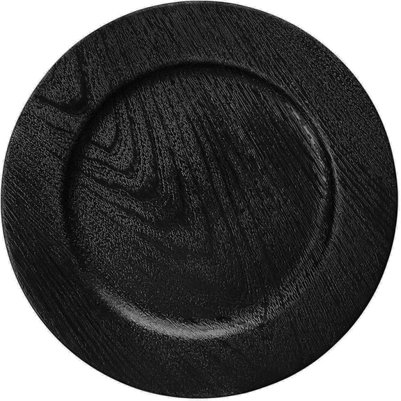 13" Black Faux Charger Plates, Round Rustic Charger for Dinner Plates, Table Chargers Plate Bulk for Parties, Family Dinners, 6 count