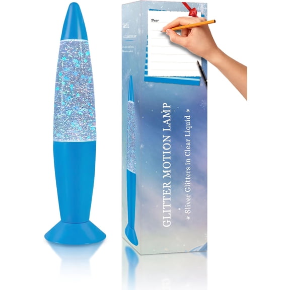 13  Blue Glitter Lamp with Hexagonal and Pentagonal Sparkles Large Adored by  and  for , Glitter Blue Night Light for Boys Girls  Office Decor, Relaxing