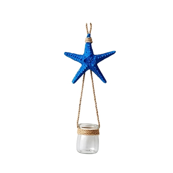 13" Blue Starfish Wall Art Hanging Glass Vase Hydroponic Planter Home Decor Yuyugu