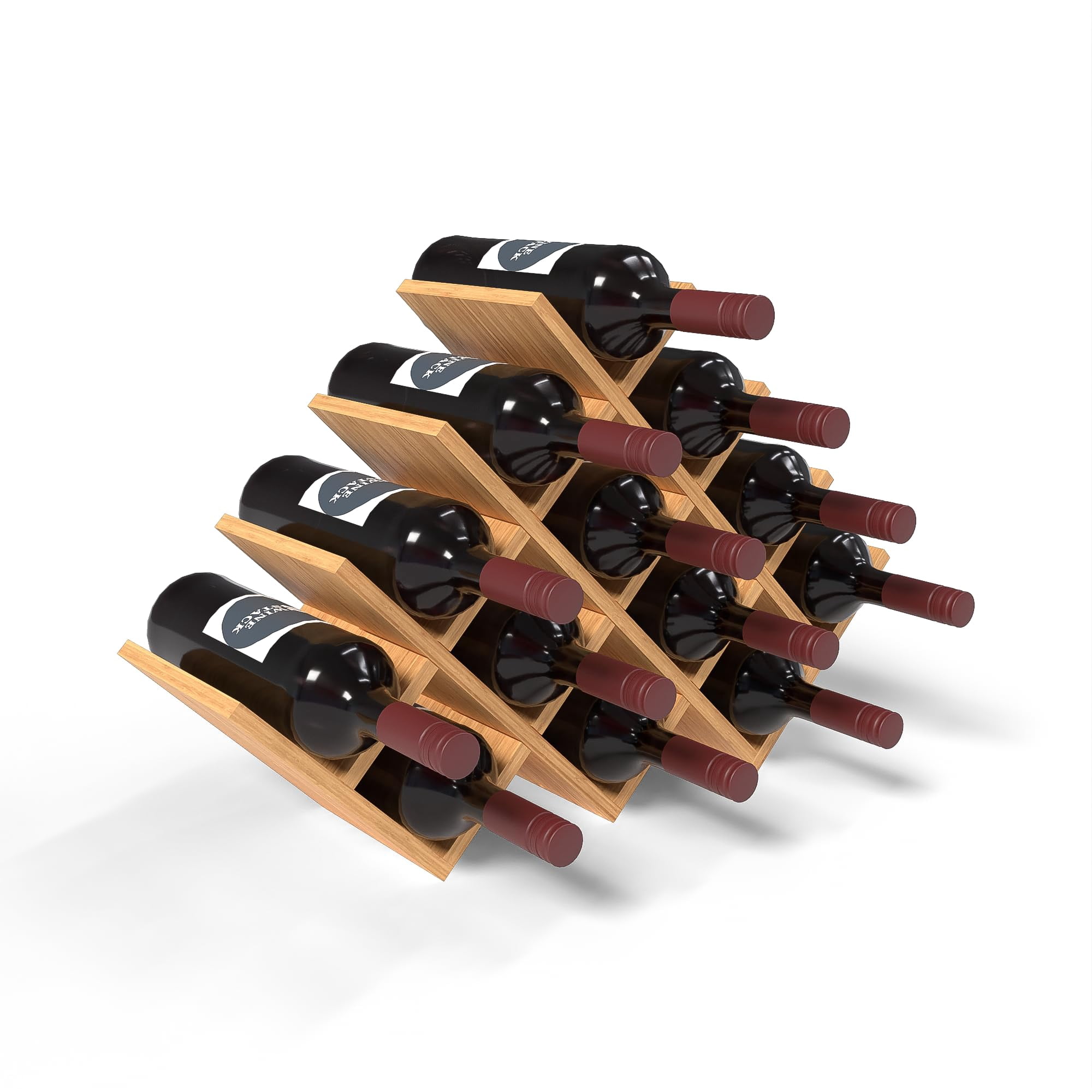 13 Bottle Bamboo Small Wine Rack for Countertop, No Tools Assembly ...