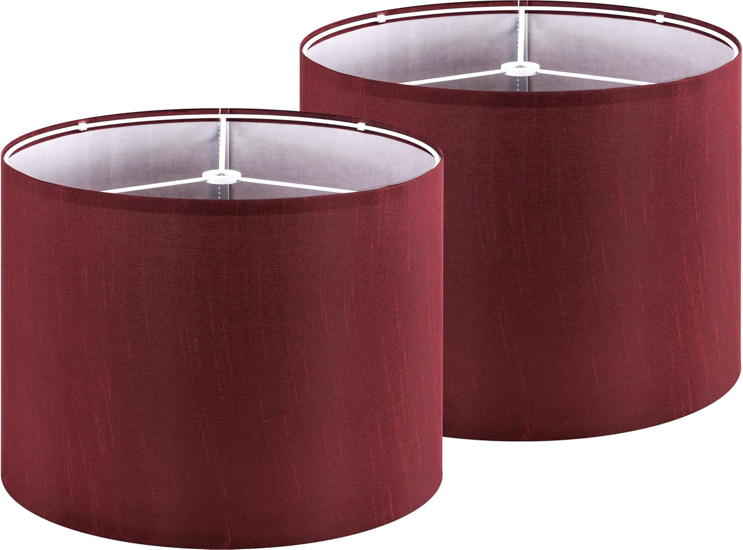 13" Burgundy Red Lamp Shades Faux Silk, Set of 2 Medium Victorian Lamp Shades for Table Lamps Floor Lamps,13 ×13 ×10 IN (Spider) Lampshades Replace,Night Stand Light for Bedroom Required Assembly