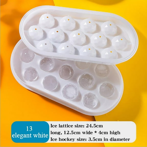 13-Cavity Spherical Ice Ball Maker - BPA-Free Food Grade Plastic, Quick-Freeze & Party-Ready for Cocktails, Desserts, Leakproof, Dishwasher Safe & Compact (4.9x9.6in) White