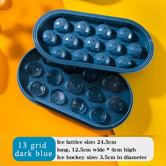13-Cavity Spherical Ice Ball Maker - BPA-Free Food Grade Plastic, Quick-Freeze & Party-Ready for Cocktails, Desserts, Leakproof, Dishwasher Safe & Compact (4.9x9.6in) Blue