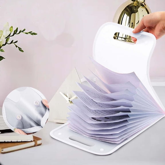 13-Cell Expanding File Folder Organizer for A4 Documents Subject Classification White