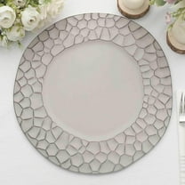 13" Charger Plates - Set of 24 - Gray with Hammered Rim Plastic Chargers, Matte Finish Modern Disposable Round Acrylic Serving Trays For Dinner Wedding Party Events