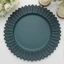 13" Charger Plates - Set of 12 - Matte Teal Sunflower Plastic Chargers, Disposable Round Acrylic Serving Trays For Dinner Wedding Party Events
