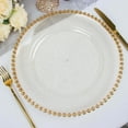 thumbnail image 1 of 13" Charger Plates - Set of 24 - Clear Gold Round Acrylic Disposable Chargers with Beaded Rim, Ideal for Dinner Party Wedding Bulk Events, 1 of 9