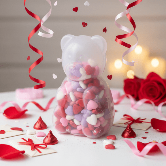 13" Clear Giant Gum-my Container - Candy Gift-Ready Plastic Jar, Bear Shaped Container Great for Wedding Favors, DIY Crafts, and Countertop Display, Clear