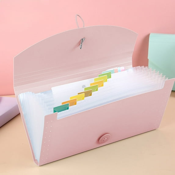 13 Color A6 Mini Accordion File Folder | Plastic Document Organizer for Bills, Receipts & Coupons | Portable Office & Home Storage | 26.3x14cm