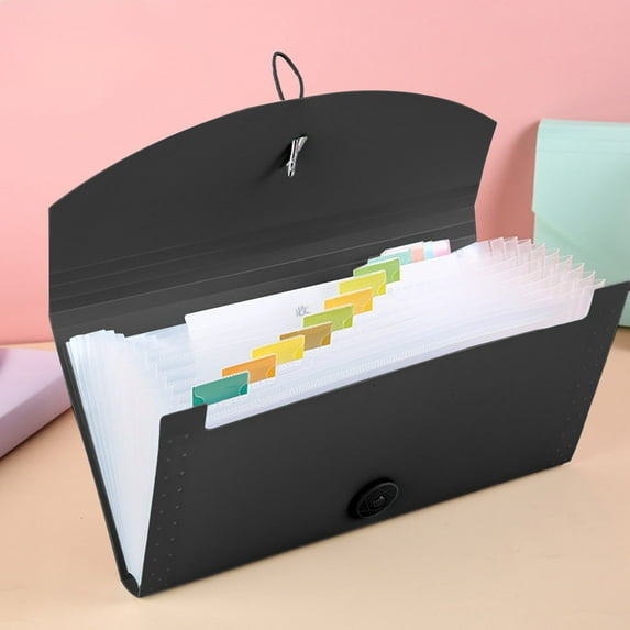 13 Color A6 Mini Accordion File Folder | Plastic Document Organizer for Bills, Receipts & Coupons | Portable Office & Home Storage | 26.3x14cm
