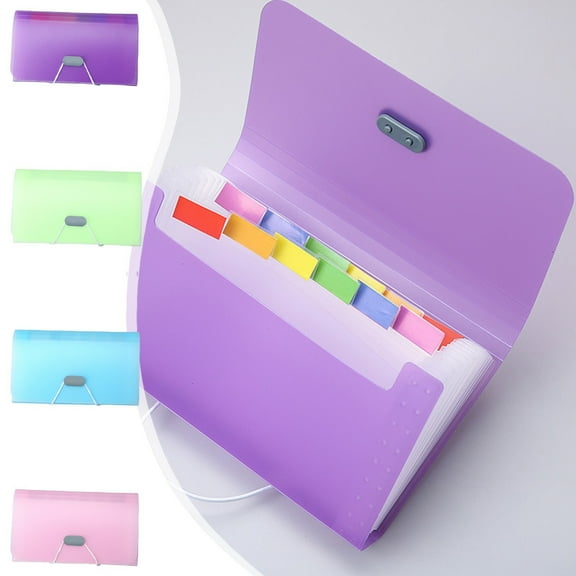 13 Color Candy A6 Mini Accordion File Folder, Transparent Plastic Bill & Receipt Organizer, Document Storage Binder with Clip for Office, Home or Travel Use, Multicolor