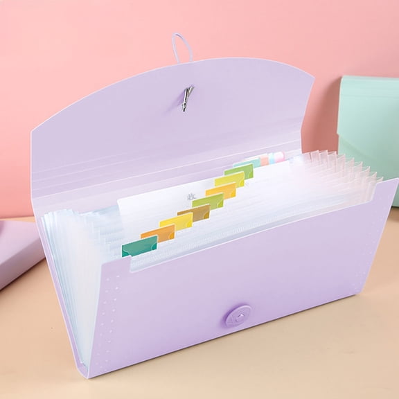 13 Color Candy A6 Mini Accordion Office Supplies File Storage Bill Clip Transparent Folder