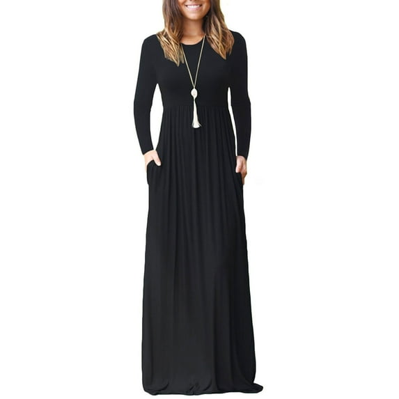 13 Colors! Women Dress Maxi Lady Cotton Long Dresses Boho Color Plain Empire Waist Wrinkle Pockets Cogild