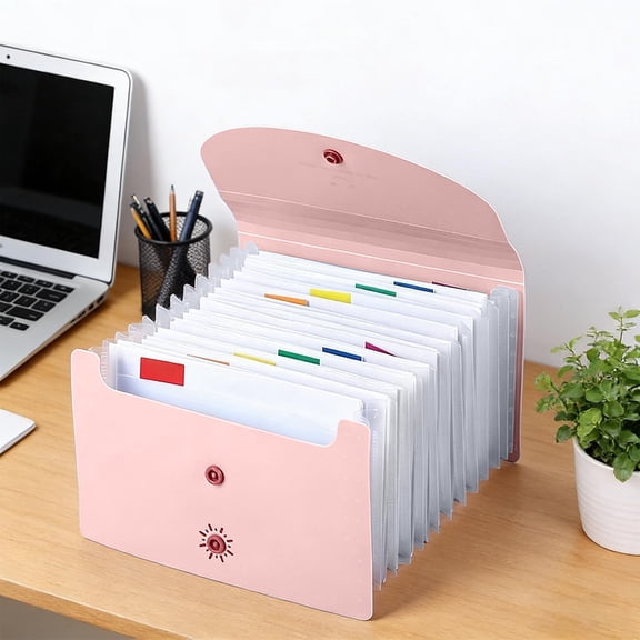 13-Compartment A6 Document Organizer | Colorful Waterproof Receipt Holder | Smiling Face, Morandi Palette, Secure Double-Button, Elastic Closure, Portable 18x11.5cm Plastic File Folder