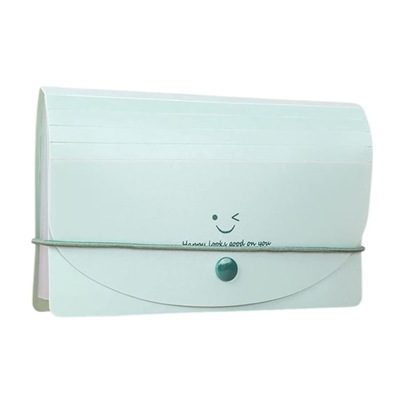 13-Compartment Smiling Face A6 Document Organizer, Waterproof Receipt and Document Storage Pouch, Accordion Bag File Folder (Green)