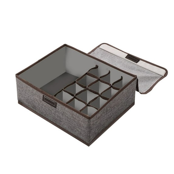 13 Compartment Underwear Storage Box Fabric Drawer Organizer For Socks Panties Bras, Foldable Closet Organizer With Detachable Panels And Bottom Zipper, Sturdy Non-Woven Material