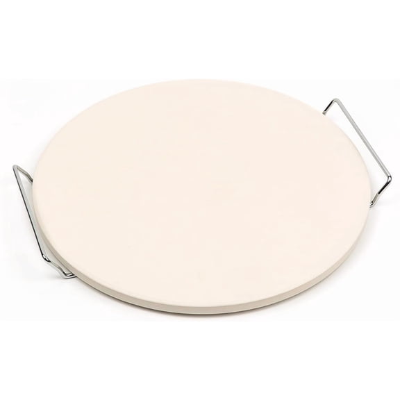 13" Cordierite Pizza Stone Set + 4-Piece Kit with Handle Rack, 19" Bamboo Peel & Pizza Cutter + Limited Sale + Oven & Grill Ready for Pizza & Bread Baking