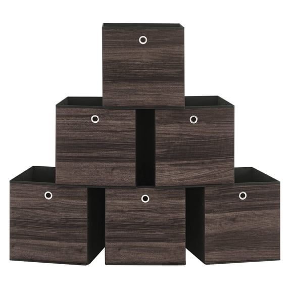 13" Cube Storage Bin 6 Foldable Cube Organizer Bin with Handles Storage Box for Living Room Bedroom Office Chestnut Brown
