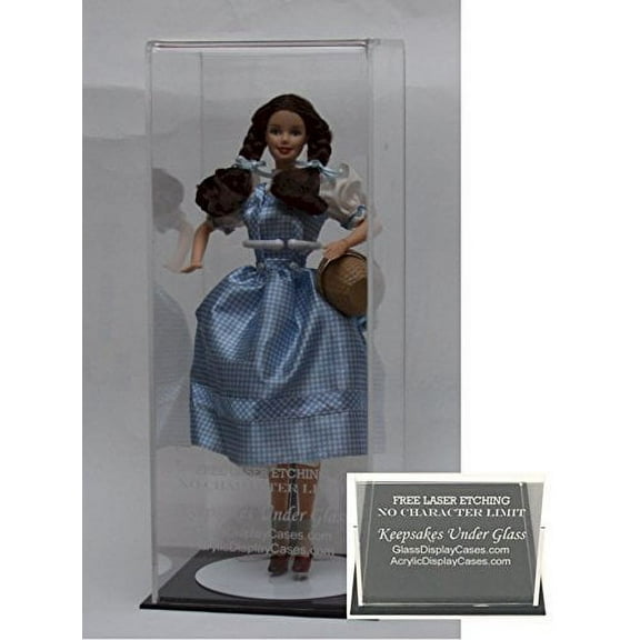13" Doll Size Personalized Laser Etched - Engraved Acrylic Display Case with Black Base
