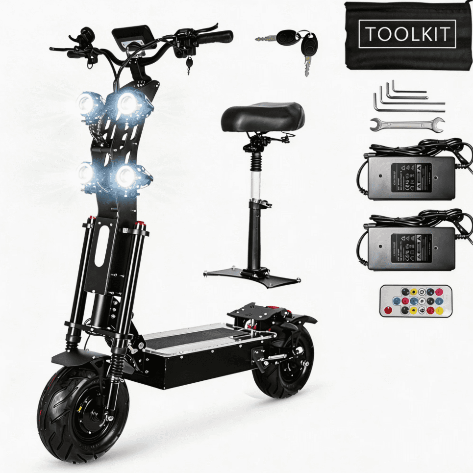 13" Electric Scooter for Adult with Seat, 10000W Dual Motor Up to 55 mph, 75 Miles RangeFast Sport E-Scooter Max Load 440lbs ,NFC and Large Display