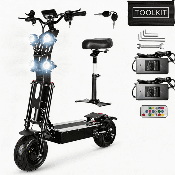 13" Electric Scooter for Adult with Seat, 10000W Dual Motor Up to 55 mph, 75 Miles RangeFast Sport E-Scooter Max Load 440lbs ,NFC and Large Display