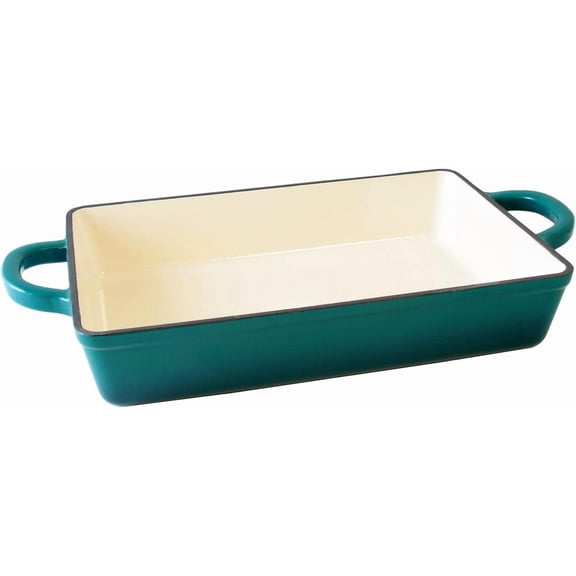 13" Enameled Cast Iron Lasagna Pan  Matte Linen White, Durable Oven Safe Bakeware