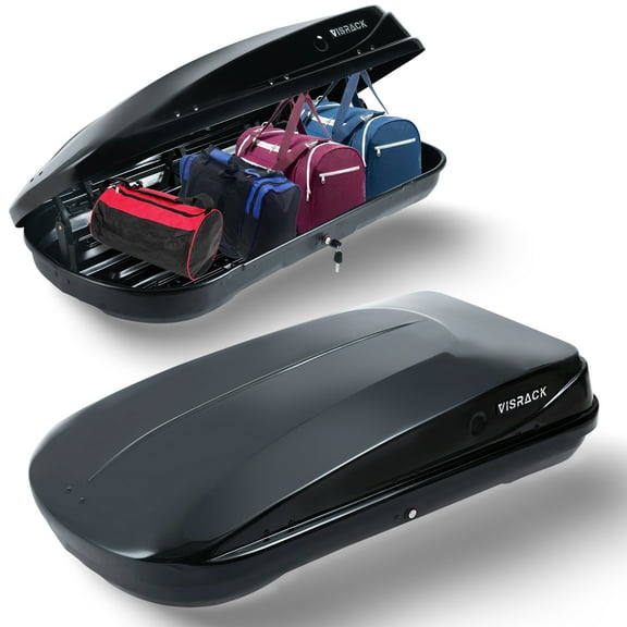 13 FT ³ Black Cargo Box, Hard Shell ABS Roof Cargo Carrier with Security Key, 56"x 30"x 13.7"