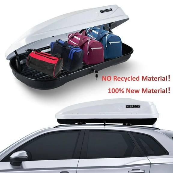 13 FT ³ White Cargo Box, Hard Shell ABS Roof Cargo Carrier with Security Key, 56"x 30"x 13.7"