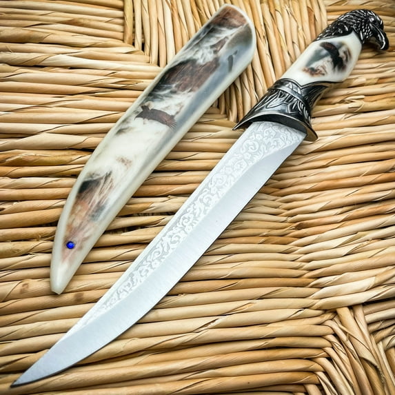 13" Fantasy Eagle Head Fixed Blade Outdoor Hunting Knife Gift