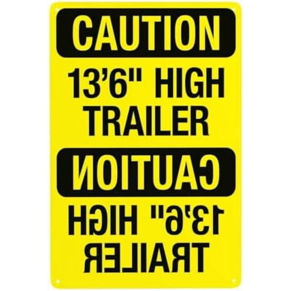 13 Feet High Trailer Warning Sign, Truck Metal Signs for Business Home Outdoor Indoor Road Yard Garage Street Wall Caution Custom Decor 8 x 12 Inch