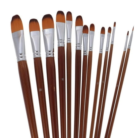 13 Filbert Paint Brush Set Acrylic Oil Drawing Fine