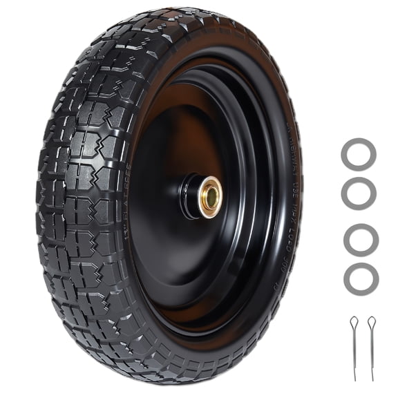 13" Flat Free Tire 4.00-6 Wheel 5/8" Bearing Offset Hub for Hand Truck Wagon