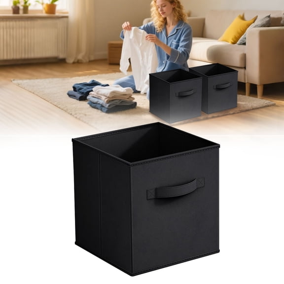 13" Foldable Storage Cubes Boxes with Handle for Home Organization, Fabric Wardrobe Storage Box Organizer Basket Bins for Clothes Toys Towels, Collapsible&Durable