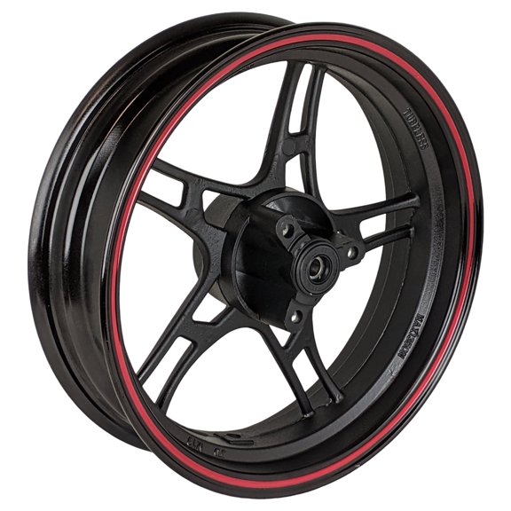 13" Front Rim Wheel with 3-Bolt Holes Pattern - MT 3.50x13 - 12mm ID - for Gy6 Taotao Quantum 150 Scooters (Black & Red)