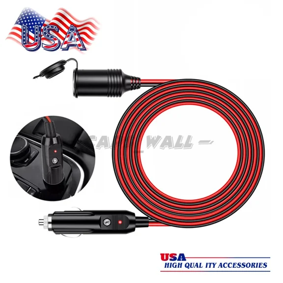 13 Ft Car Cigarette Lighter Socket Extension Cord Cable Heavey Duty Adapter 12V
