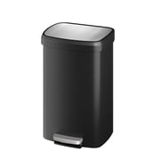 13 Gal / 50L Large Plastic Trash Can for Kitchen, Step-On with Soft Close Lid, Liner Rim, Rustproof Garbage Bin, Rear Handle, Matte Black