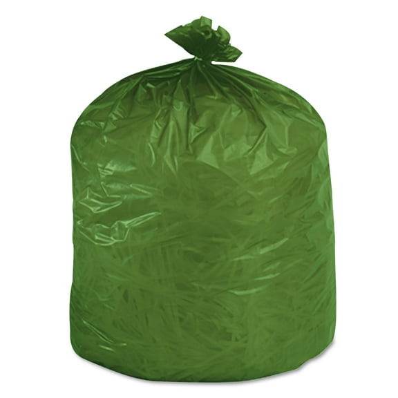 Stout EcoSafe-6400 Compostable Compost Bags 13gal .85mil 24 x 30 Green 45/Box E2430E85