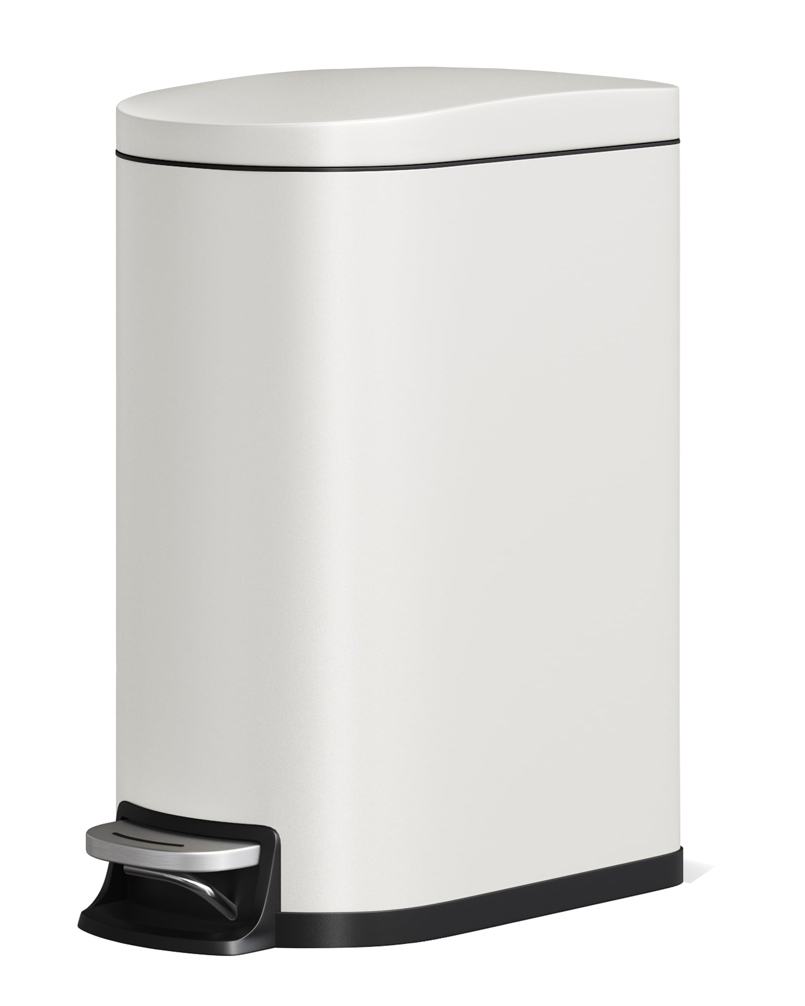13 Gal Slim Kitchen Trash Can with Soft Close Lid, Step Pedal, Large Step-on Metal Trash Bin, Stainless Steel, with Inner Bucket & Rear Handle, for Home, Office, Commercial, 50 L