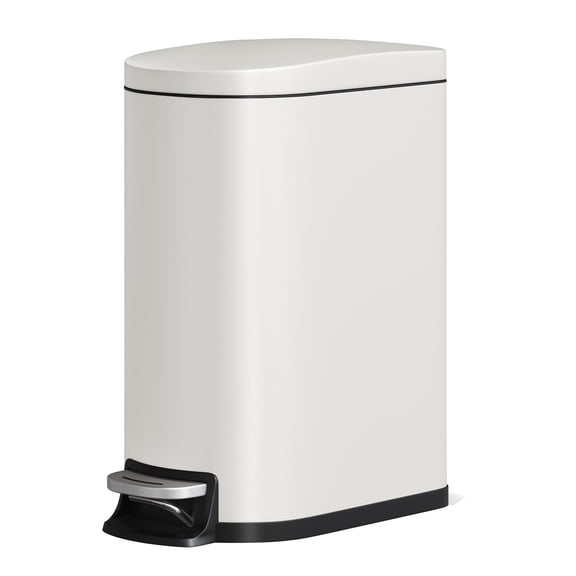 13 Gal Slim Kitchen Trash Can with Soft Close Lid, Step Pedal, Large Step-on Metal Trash Bin, Stainless Steel, with Inner Bucket & Rear Handle, for Home, Office, Commercial, 50 L