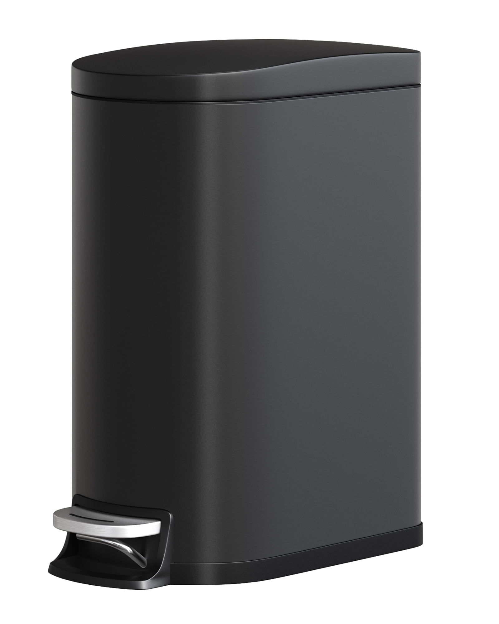 13 Gal Slim Kitchen Trash Can with Soft Close Lid, Step Pedal, Large Step-on Metal Trash Bin, Stainless Steel, with Inner Bucket & Rear Handle, for Home, Office, Commercial, 50 L