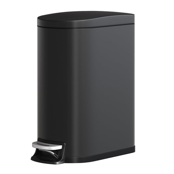 13 Gal Slim Kitchen Trash Can with Soft Close Lid, Step Pedal, Large Step-on Metal Trash Bin, Stainless Steel, with Inner Bucket & Rear Handle, for Home, Office, Commercial, 50 L