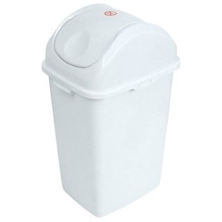 Superio 13 gal. White Smoke Plastic Swing Top Trash Can