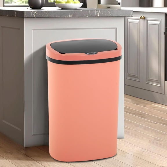 13 Gallon/50 L Kitchen Trash Can with Lid, Garbage Can with Touch-Free Lid, Cute Trash Bin Automatic Bathroom Trash Can, Motion Sensor Waterproof Trash Bin