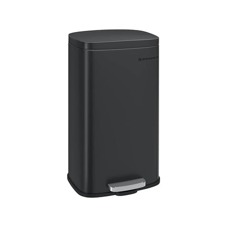 13 Gallon (50 L) Trash Can, Stainless Steel Kitchen Garbage Can, Recycling or Waste Bin, Soft Close, Step-On Pedal, Removable Inner Bucket, Brown